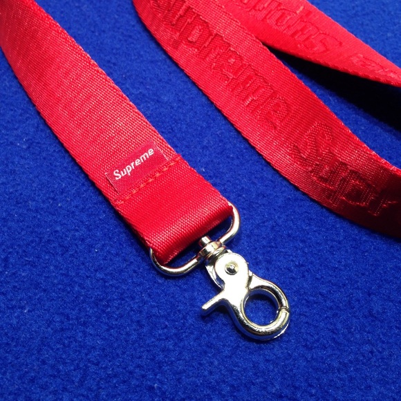 Supreme Lanyard Red Nylon Keychain Id 